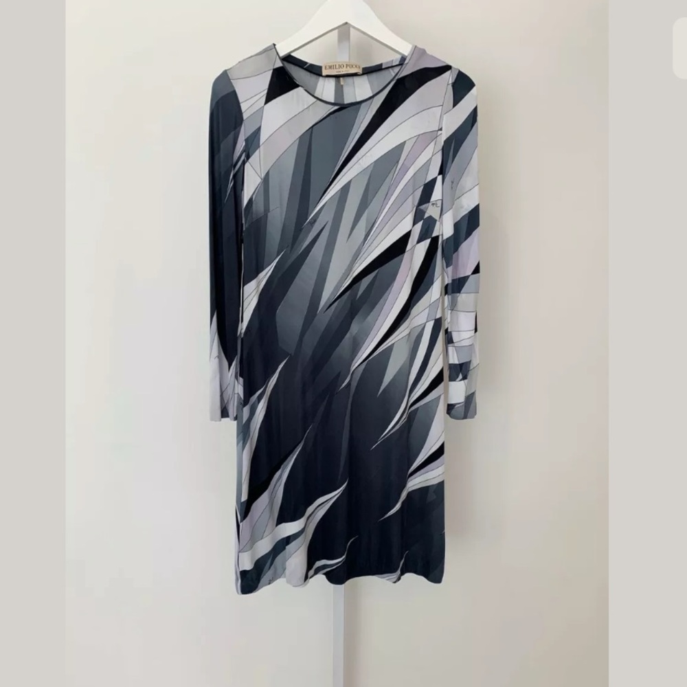 EMILIO PUCCI BLACK MULTI DRESS MODEL 46RL22 SIZE IT 42 / US 8